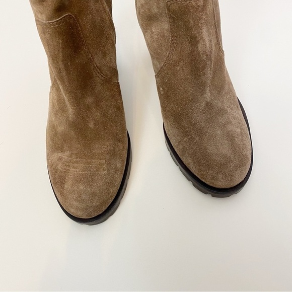 Tory Burch Leigh Suede Lug Sole Boots in River Rock - Picture 5 of 6